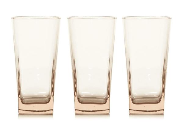 Paşabahçe Carre 3 Parça Su Bardağı Seti | Pembe | 41300-Rose