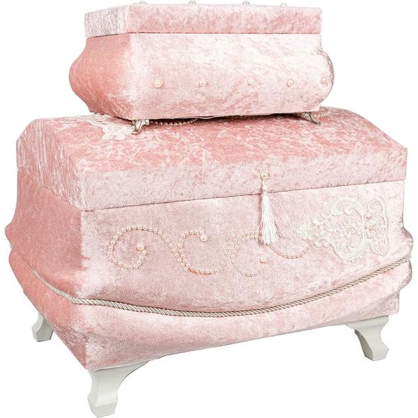 Dekonaz 2'li Süslemeli Çeyiz Sandığı | Pudra | By-sdkast09p