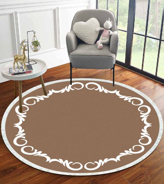 Birkilim Yuvarlak Yıkanabilir Dekoratif Halı İpeksi Kaymaz Taban | MLN-IP-YU-HT-874