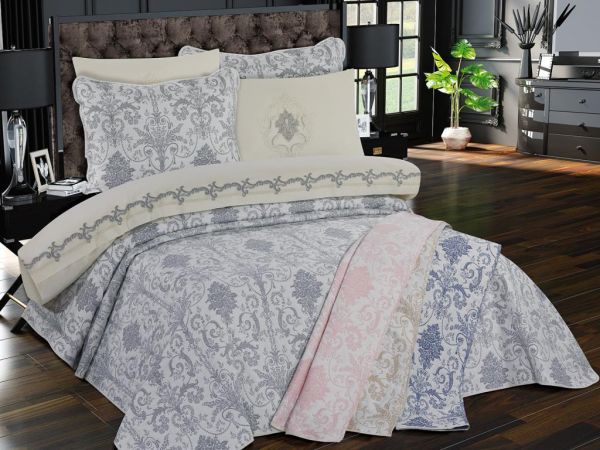 Çeyizdiyarı Damaks 7 Parça Gelin Seti Gri