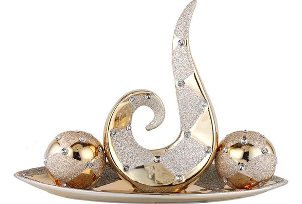 Almina | 4-er | Deko-Kerzenhalter | Kerzenständer | Gold | aus Keramik | Al-5777-g