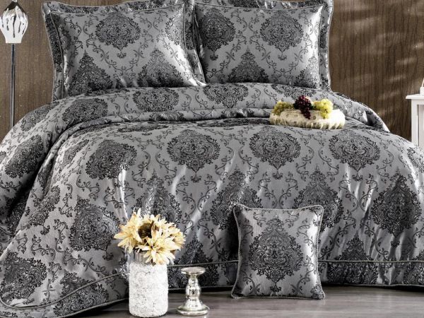 Hisar Double Bedspread Set Anthracite Gray