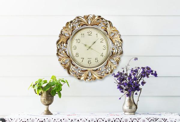 Quartz Lüks Duvar Saati Modern Desen Altın 55 cm