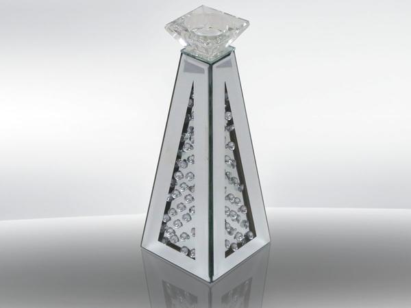 Dekonaz Büyük Boy Aynalı Kristal Taşlı Mumluk 34cm | DTX-DMB-35