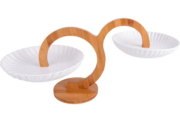 Duygu 3 Parça Kahvaltılı / Çerezlik Seti | Bambu Porselen | Beyaz | Dg-8016