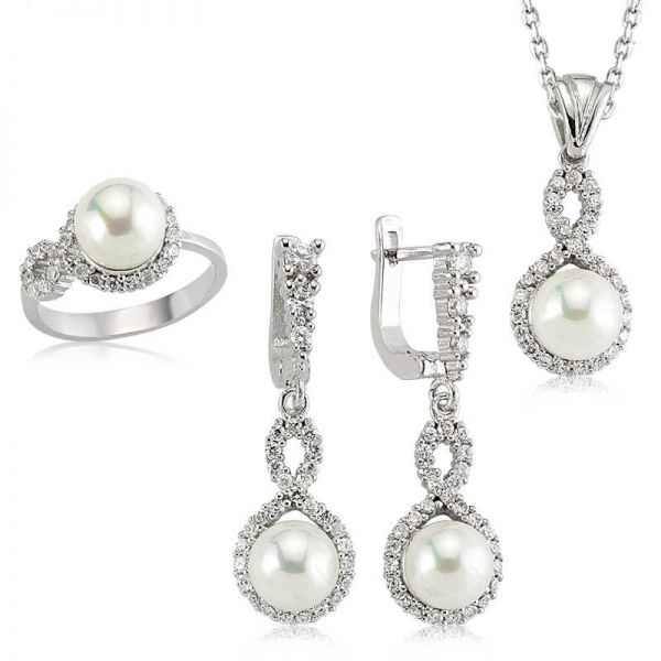 Gümüş Sonsuzluk İnci Bayan Set
