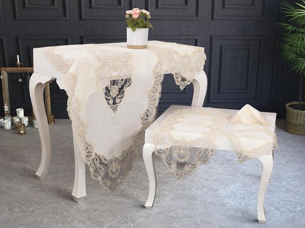 Fransiz Gupurlu Firuze 5 Parca Salon Takimi Krem Gold Bedibuy