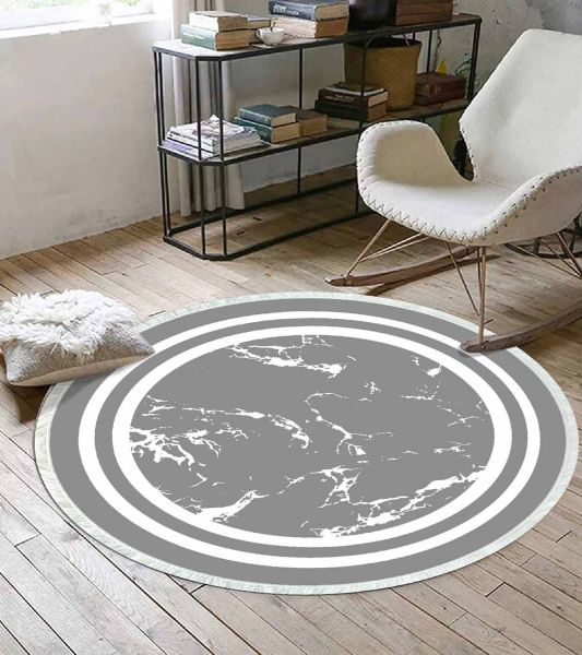 Birkilim Yuvarlak Yıkanabilir Dekoratif Halı İpeksi Kaymaz Taban | MLN-IP-YU-HY-1383