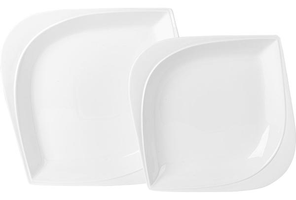 Almina 2'li Porselen Servis Kasesi | Midye Şekil | 24cm | 29cm | Beyaz