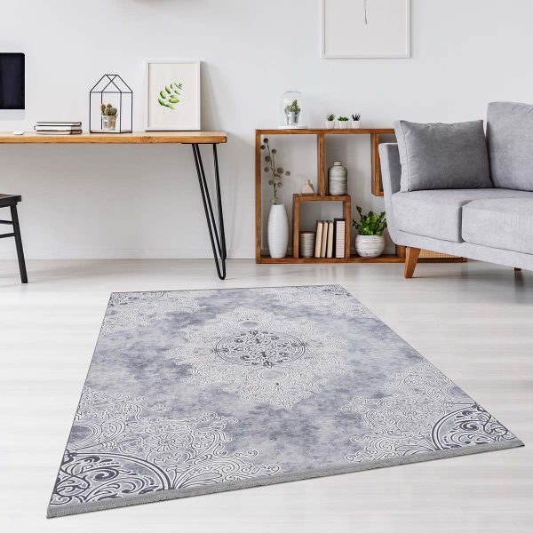 Siela | Latex Yıkanabilen Halı | Gri | 1702-Gray