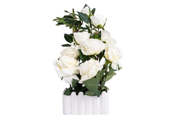 Dekonaz Dekoratif Çiçek Seramik Saksılı | Beyaz | Sas-0004