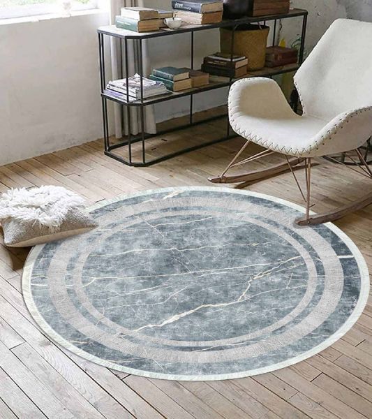 Birkilim Yuvarlak Yıkanabilir Dekoratif Halı İpeksi Kaymaz Taban | MLN-IP-YU-HT-168