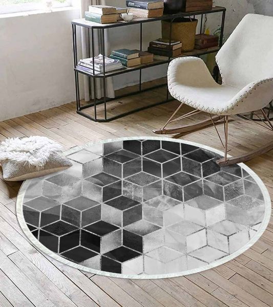 Birkilim Yuvarlak Yıkanabilir Dekoratif Halı İpeksi Kaymaz Taban | MLN-IP-YU-HT-324