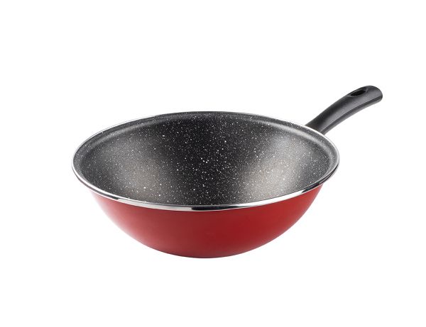 006-01-tradition rot emaillierte Wokpfanne 28cm