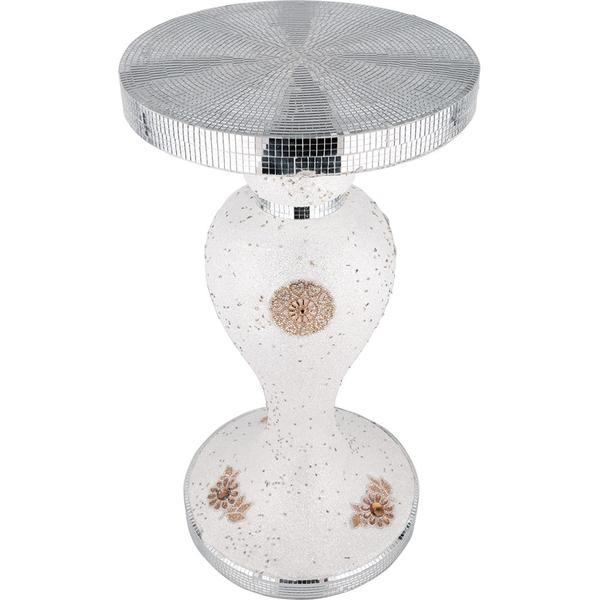 Almina | XL Dekoratif Masa | Aynalı | Beyaz | Altın Dekorlu | Al-3895