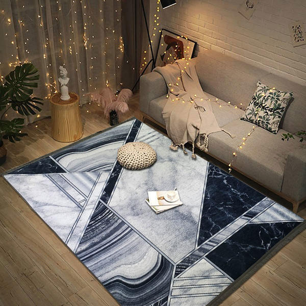 Siela Waschbarer Teppich mit geometrischem Druck | 1810-gray