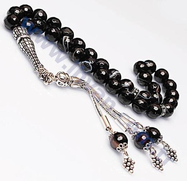 Akik Taşı Tesbih (925 AYAR GÜMÜŞLÜ Fasetli)