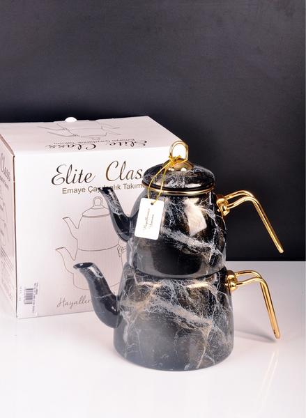 Théière émaillée Bayev Elite Class à motifs -Noir -200582