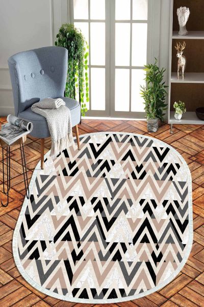 Birkilim Oval Yıkanabilir İpeksi Kaymaz Taban Dekoratif Halı | MLN-IP-O-HT-779