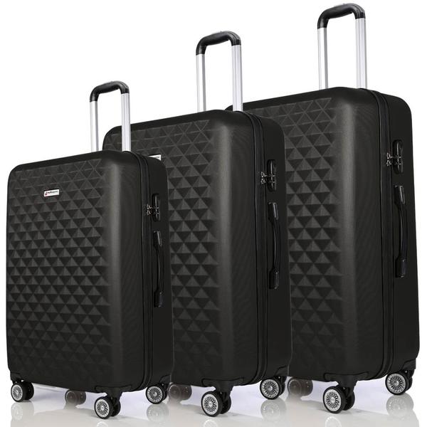 Hoffmanns ABS 3'lü Bavul Seti | Siyah | Htx-02000