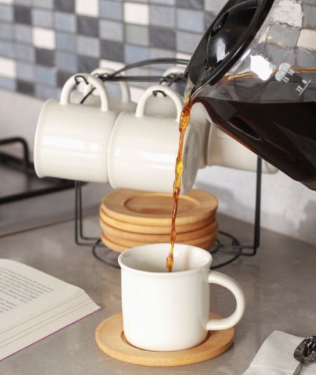 Acar | Bambu Tabaklı 6 Kişilik Fincan Takımı