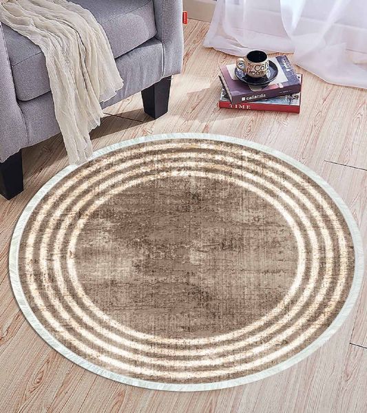 Birkilim Yuvarlak Yıkanabilir Dekoratif Halı İpeksi Kaymaz Taban | MLN-IP-YU-HT-487