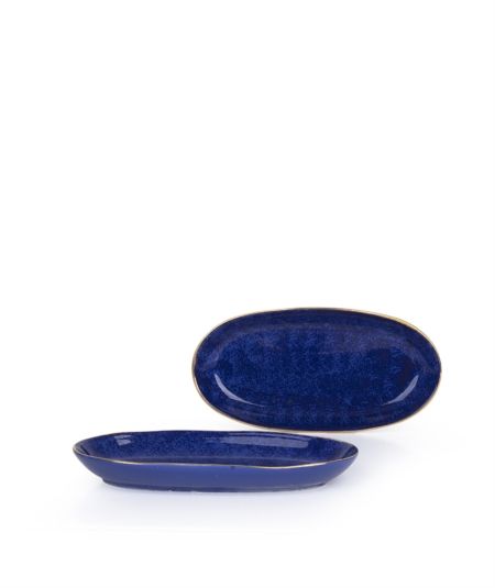 Acar | Saphir gemusterter blau vergoldeter Bootsteller