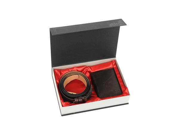 Avangarde Gold Cüzdan Kemer 2li Set Kahve