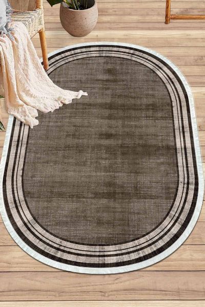 Birkilim Oval Yıkanabilir İpeksi Kaymaz Taban Dekoratif Halı | MLN-IP-O-HY-1244