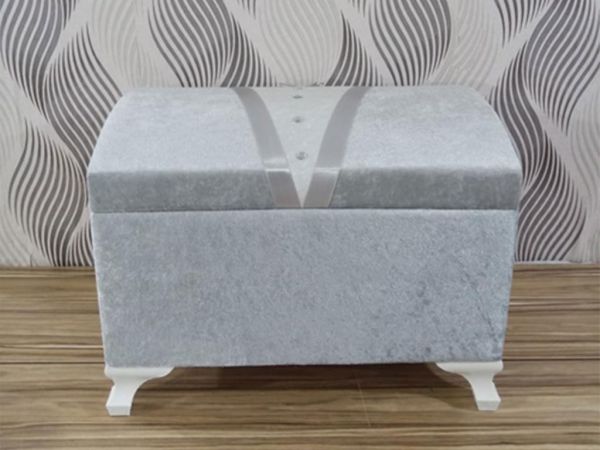 Damat Figürlü Papyon 2 Li Çeyiz Sandığı Gri