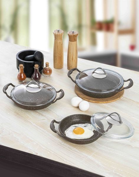 Kahverengi Helegra 6 Parça Döküm Sahan Seti