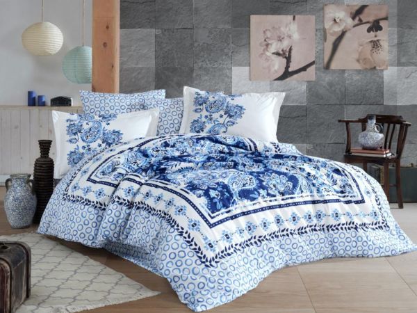 Ensemble housse de couette double Escoda bleu marine