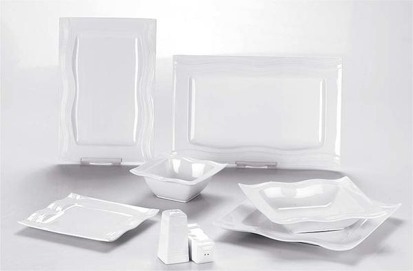 Schäfer 28 Teilig Porzellan Ess Set Wellig für 6 Personen | Weiß