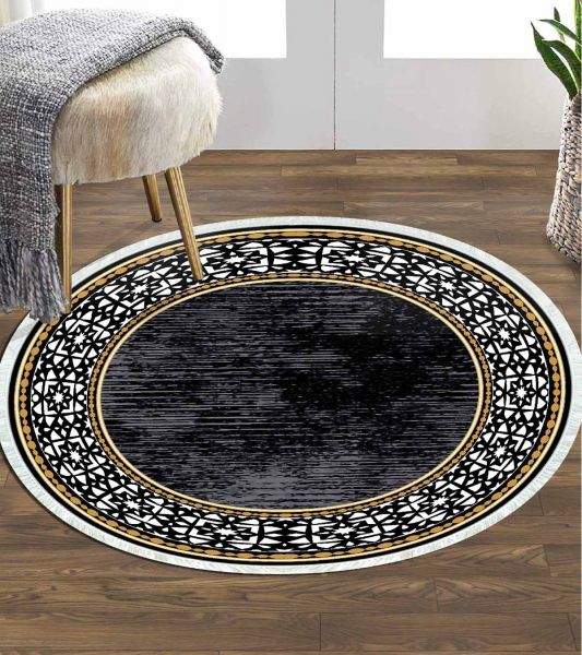 Birkilim Yuvarlak Yıkanabilir Dekoratif Halı İpeksi Kaymaz Taban | MLN-IP-YU-HT-1481