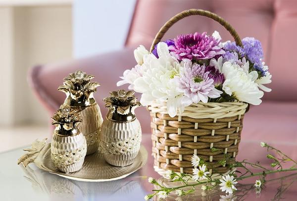 Çınar Ananas Figürlü 3 Parça Aksesuar Kap | Şampanya | 401620000045