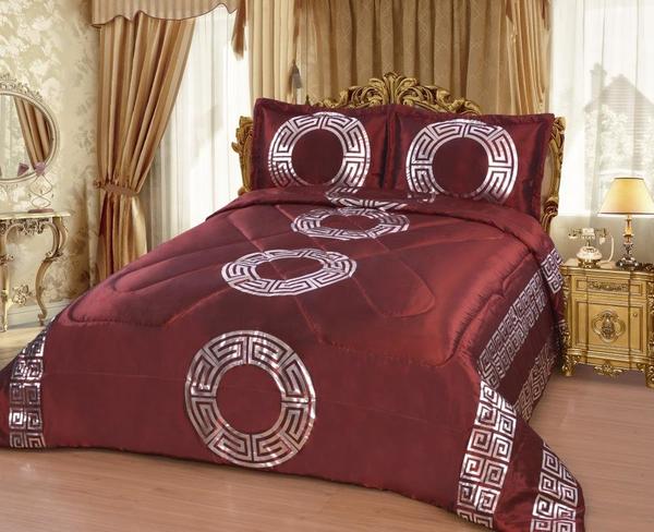 Dematex Saten Yatak Örtüsü Seti Sultan Şarap Kırmızısı