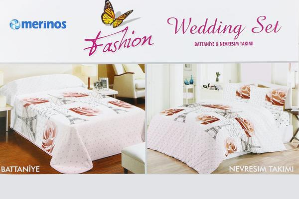 Merinos Paris 5 Teilig Decken Bettwäschen Set | Doppelbezug | Pink