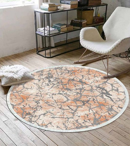 Birkilim Yuvarlak Yıkanabilir Dekoratif Halı İpeksi Kaymaz Taban | MLN-IP-YU-HT-085