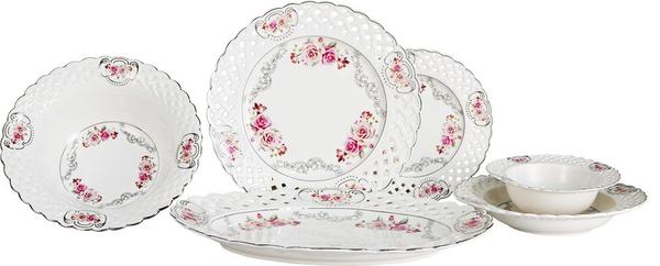 Duygu New Bone Deluxe 26 Teiliges Porzellan Tafelservice Set | Rund | Weiß | 6 Personen 