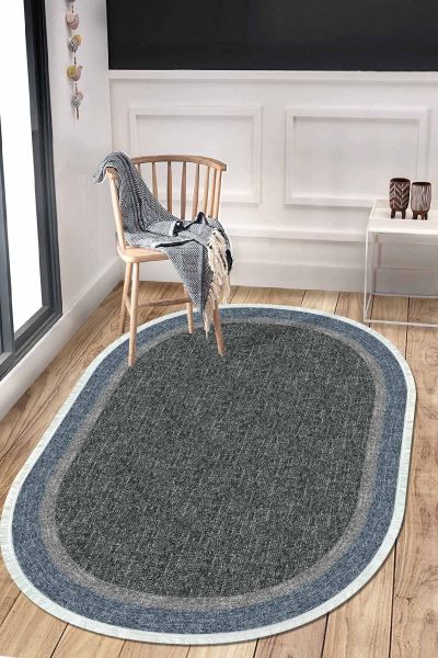 Birkilim Oval Yıkanabilir İpeksi Kaymaz Taban Dekoratif Halı | MLN-IP-O-HT-231