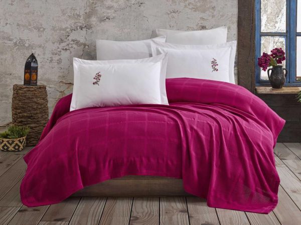 Dowery Dowry Rainbow Embroidered Pique Set Fuchsia