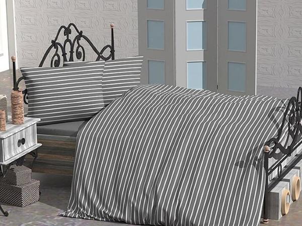 Stripe Çift Kişilik Nevresim Takımı Gri