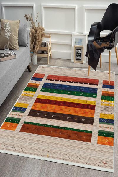 Birkilim Yıkanabilir Dekoratif Halı İpeksi Kaymaz Taban | MLN-IP-HS-515