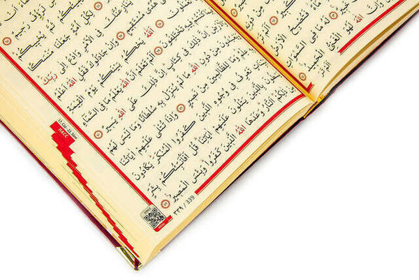 Samtbedeckter Heiliger Koran Mittellanges Rotweinrot (Furkan-Publikation) - Computer Line