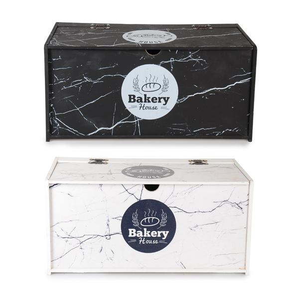 İpek | Siyah Beyaz Kapaklı Ahşap Ekmeklik | MY17