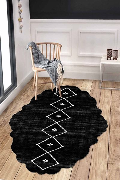 Birkilim Lazer Kesim Yıkanabilir İpeksi Kaymaz Taban Dekoratif Halı | MLN-IP-HT-1598