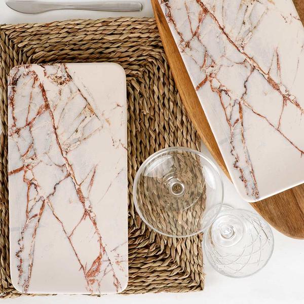 Kayak Marbre Marron Siera 33 Cm 2 Pièces - 17802 | Keramika