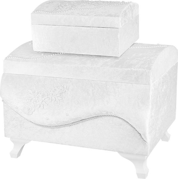 Dekonaz 2'li İnci Süslemeli Çeyiz Sandığı | Krem | SDK-0010