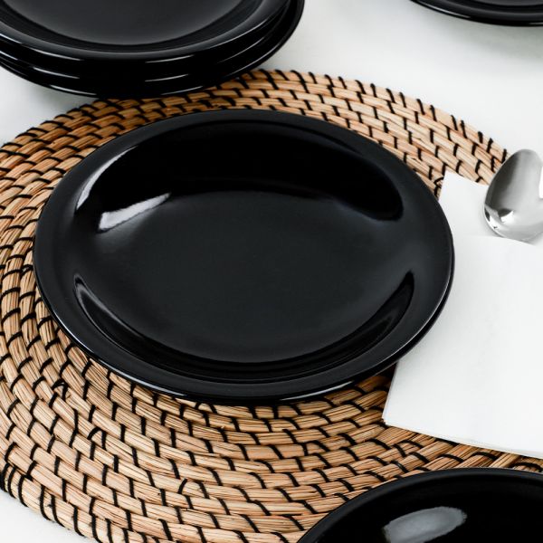 Siyah Ege Yemek Tabağı 22 Cm 6 Adet | Keramika