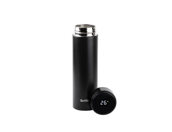 024-01-SCHWARZ EDELSTAHL THERMOS 480ML MIT LED WÄRMEANZEIGE